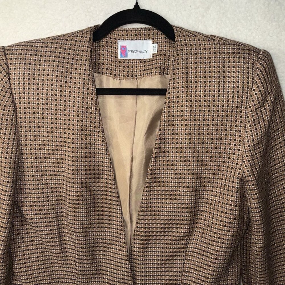 Vintage 80's Prophecy Houndstooth Blazer Fit Size Medium Academic Retro Preppy